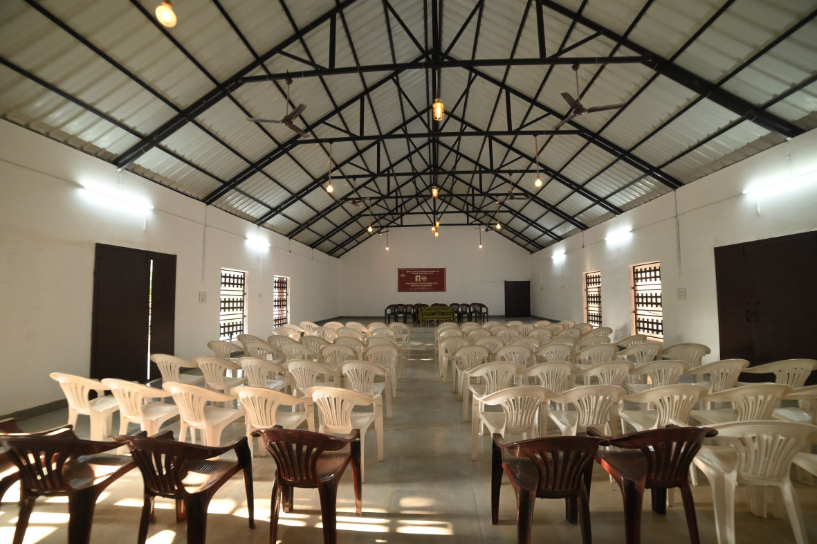 300-capacity conference hall set for a private event